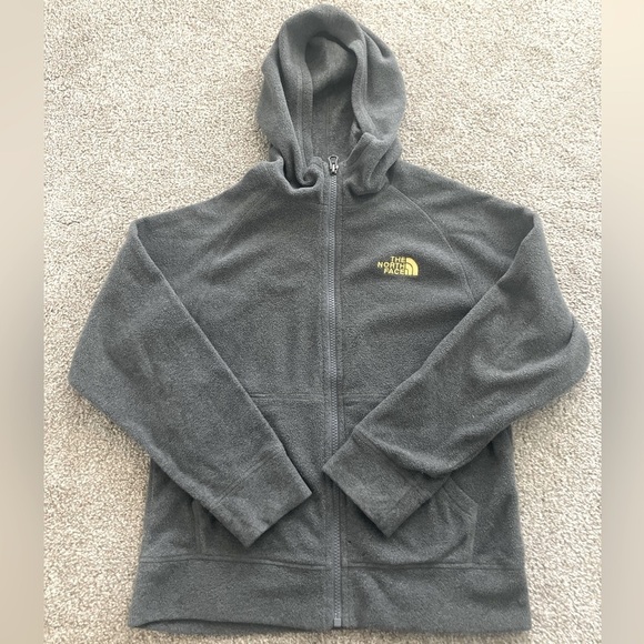 The North Face Zip Up Hooded Gray Fleece Sweatshirt Jacket Boys Size M 10/12 - Picture 1 of 6